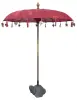 Artikelbild 1 des Artikels “Bali-Schirm, Farbe Rot mit Holzmünzen und Blattgold am Rand. Ca. 190cm Durchmesser und 250cm Höhe “